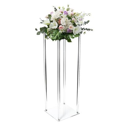 32 Inch Tall 10 Inch Dia. Clear Flower Stand Wedding Decoration Table Centerpiece Clear Acrylic Floor Vase Decorative Column Stand, for Home Party Wedding Event
