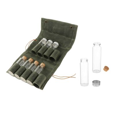 Easnea Glass Spice Jars Bottles Spice Storage Containers with Lids for Outdoor Camping BBQ Hiking Storing Spice,Herbs and Powders - 9pcs Green