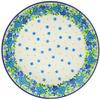 Polmedia Polish Pottery Dinner Plate UNIKAT - Blue Kissed Petals Pattern Handmade in Boleslawiec Poland by Ceramika Artystyczna + Certificate of Authenticity view 1