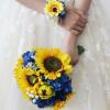 Wnvivi Sunflower Boutonniere & Sunflower Wrist Corsage Set, 2PCS Artificial Sunflower with Greenery Bride Bridesmaid Wedding Flower Corsage Wrist Flower, Pack of 2 view 4