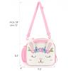 mibasies Kids Lunch Bag for Girls Leather Insulated Lunch Box with Water Bottle Holder and Shoulder Strap (White Bunny) view 4