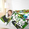 American Football Comforter Set Queen Size,Soccer Sport Games Bedding Set 3pcs for Kids Teens Boys Girls Room Decor, Honeycomb Hexagon Quilt Set Graffiti Green Duvet Insert with 2 Pillowcases view 3