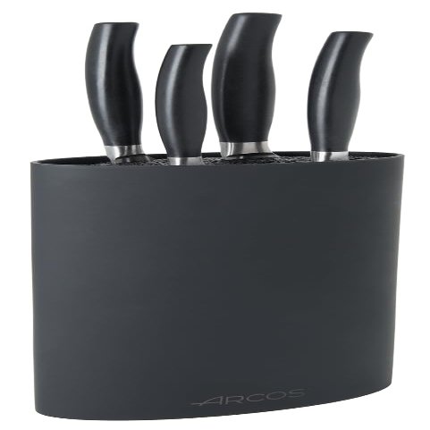 Arcos Forged Kitchen Knife Set 4 Pieces (Paring Knife + Kitchen Knife + Chef's Knife + Bread Knife) Nitrum Stainless Steel. Polypropylene POM Handle. Series Clara. Black Color