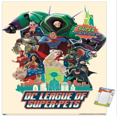 Trends International DC Comics Movie DC League of Super-Pets - Partners Wall Poster, 34L x 22.4W, Premium Poster & Mount Bundle