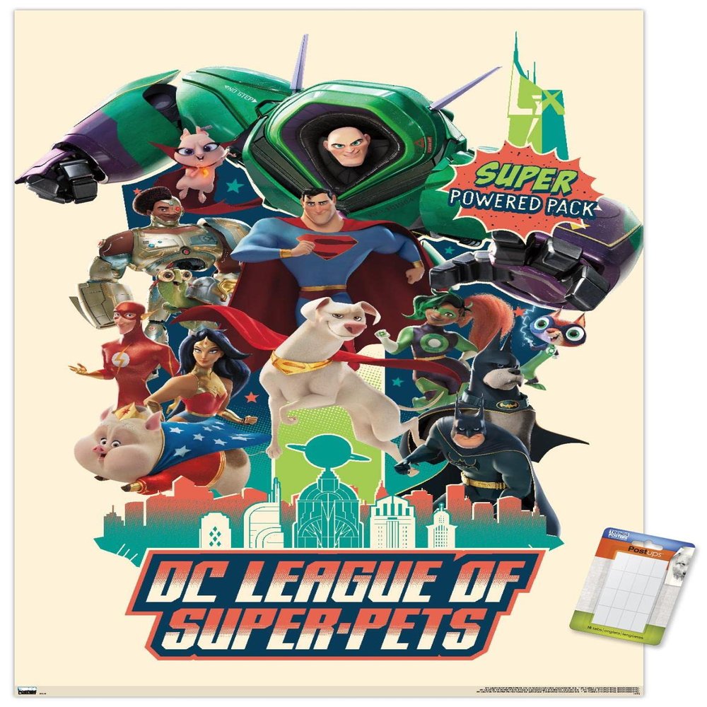 Trends International DC Comics Movie DC League of Super-Pets - Partners Wall Poster, 34L x 22.4W, Premium Poster & Mount Bundle