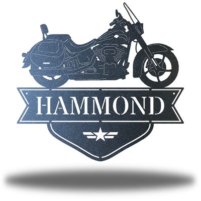 Riverside Designs Motorcycle Monogram Metal Wall Art Steel Decor (36", Black)