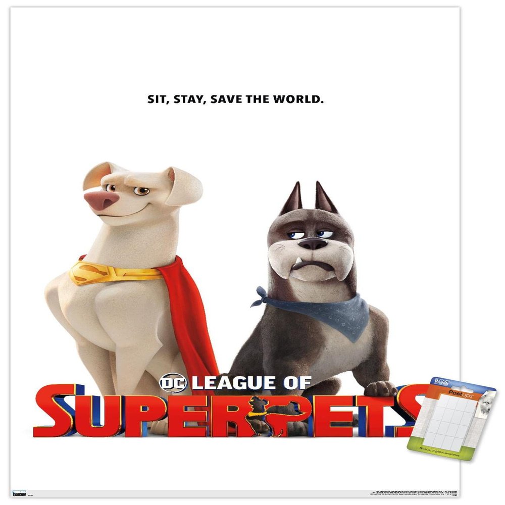 Trends International DC Comics Movie DC League of Super-Pets - Krypto and Ace Wall Poster, 14.725" x 22.375", Premium Poster & Mount Bundle