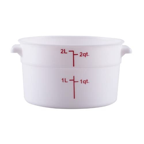 CenPro Commercial Food Storage Container, 2 Quart Round White Polypropylene Container, Dishwasher and Freezer Safe, NSF Certified (29A-042)