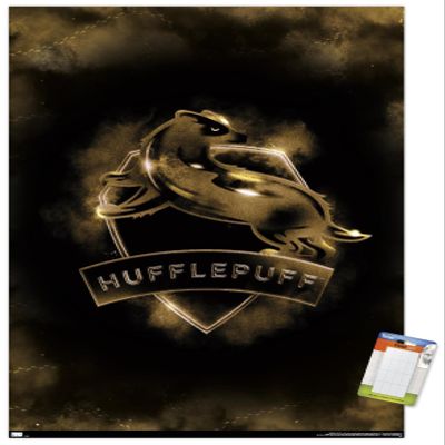Trends International Harry Potter - Hufflepuff Crest Magic Wall Poster, 14.725" x 22.375", Premium Poster & Mount Bundle