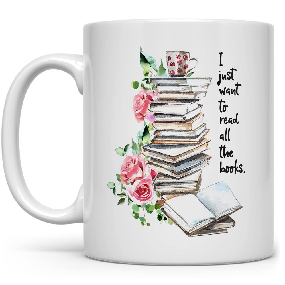Book Reading Lover Coffee Mug, Bibliophile Tea Cup, Bookish Literary Gifts for Teacher Librarian Bookworm