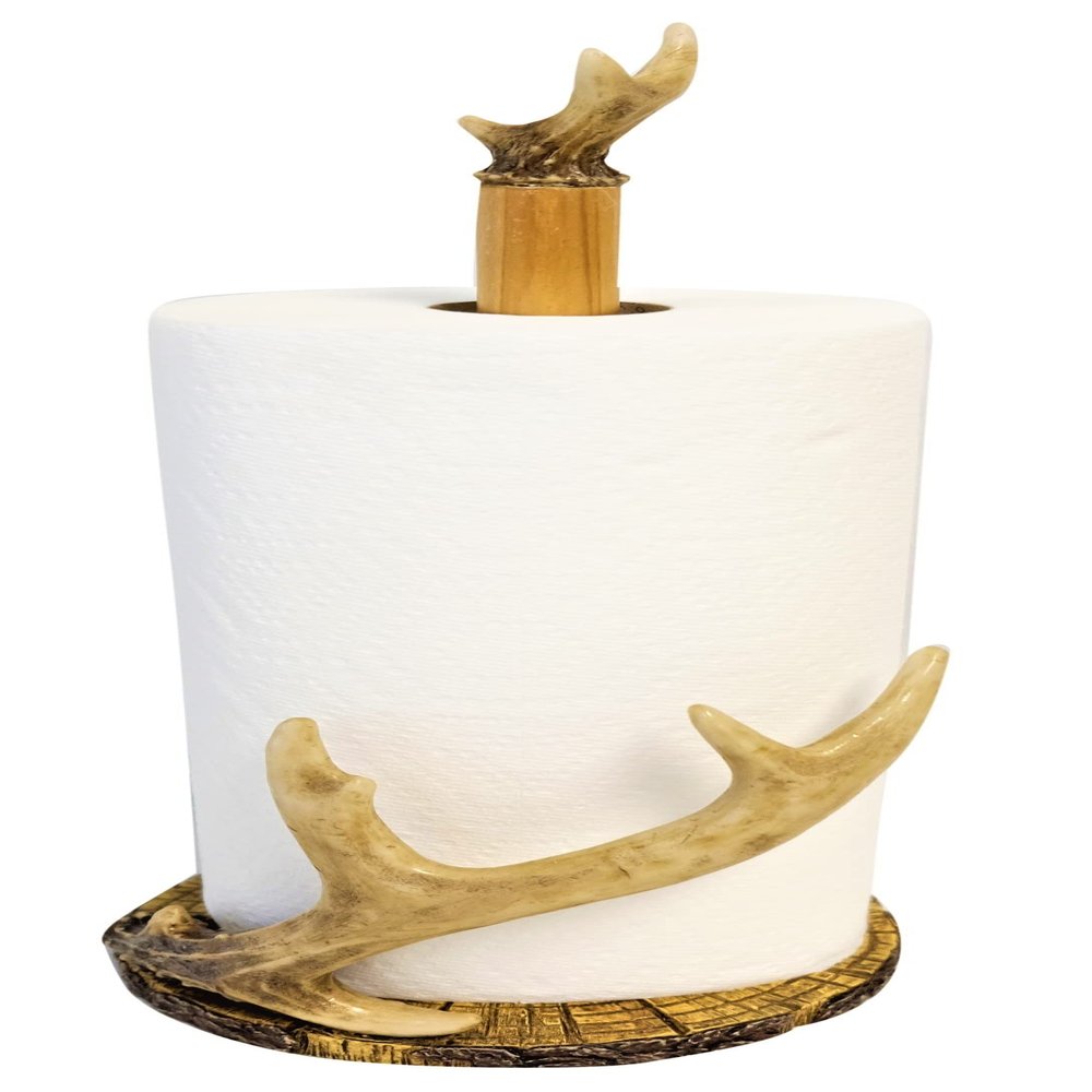 BestGiftEver Rustic Freestanding Faux Antler Paper Towel Holder for Kitchen Countertop, Lodge & Cabin Kitchen Decor, Antler Design Rustic Towel Holder for Dining, 15.5" Tall Faux Antler Home Dcor