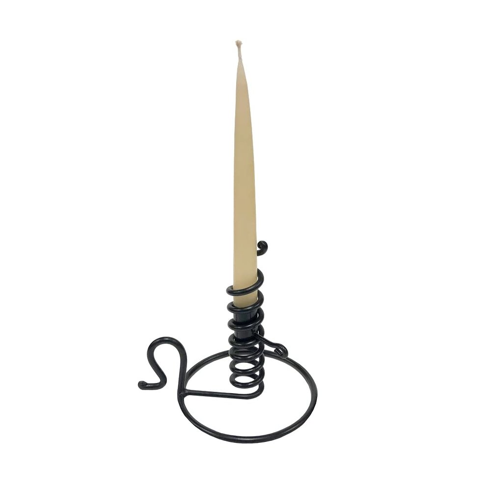 Schooner Bay Wrought Iron Spiral Courting Candle Holder - Antique Vintage Style, Black