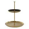 Kate and Laurel Laranya Modern Two Tier Tray; 12 x 12 x 15; Black and Gold; Decorative Round Multi Tiered Tray for Display and Storage view 1