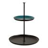 Kate and Laurel Laranya Modern Two Tier Tray; 12 x 12 x 15; Teal and Black; Decorative Round Multi Tiered Tray for Display and Storage view 1