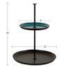 Kate and Laurel Laranya Modern Two Tier Tray; 12 x 12 x 15; Teal and Black; Decorative Round Multi Tiered Tray for Display and Storage view 2