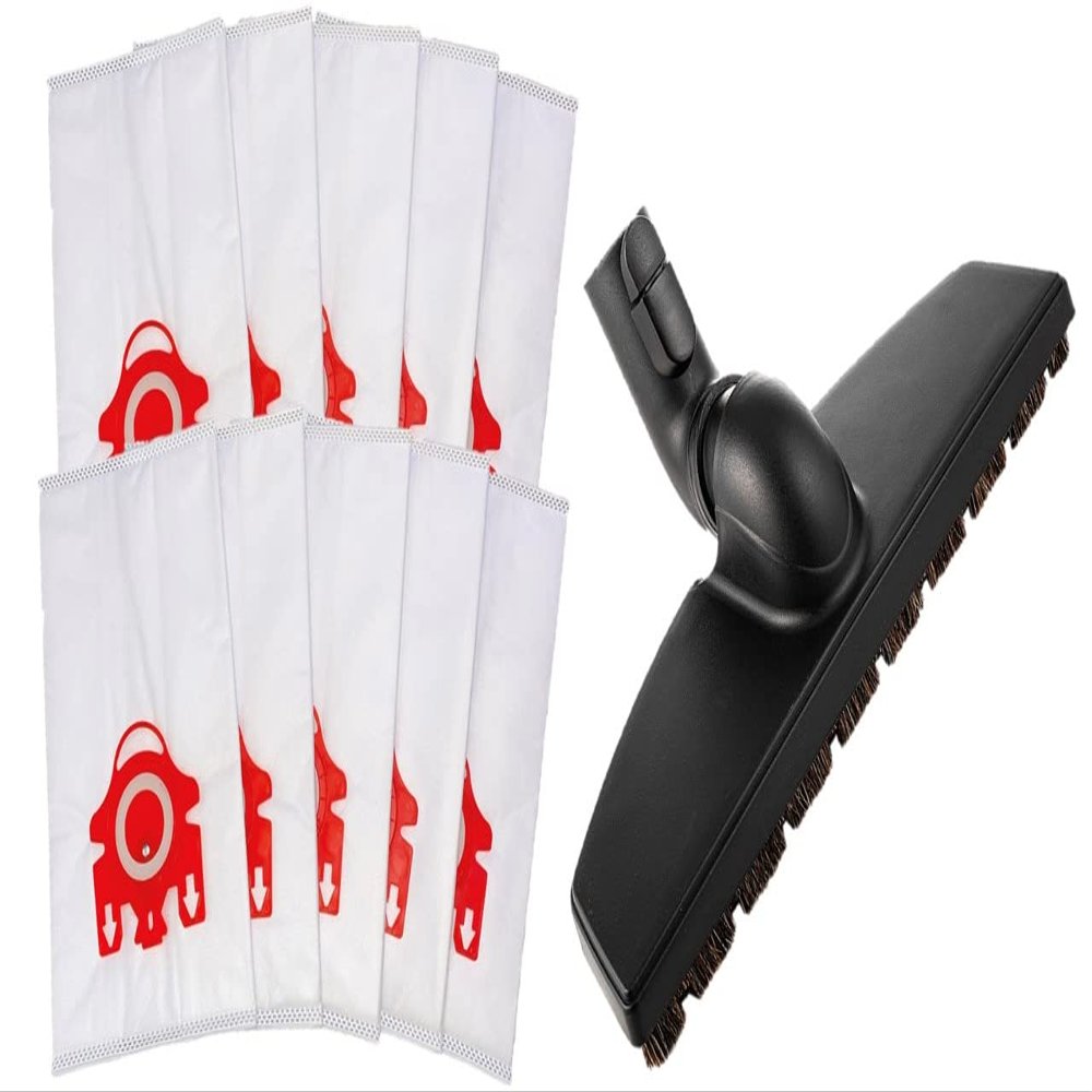 10 Pack Replacement Miele FJM Bags AirClean 3D Efficiency Vacuum Cleaner + 4 Filters + Replacement Miele Parquet Twister. Compatible with Compact C2 Compact C1 Complete C1 S241 S290 S300i S500 S700 S4 S6