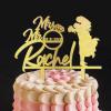 Bride And Groom Silhouette Cake Topper for Wedding To Be Bride & Groom Cake Toppers Customized Last Name & Date Engagement Cake Topper Gold Glitter Acrylic Romantic Cake Top for Engagement Anniversary