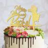 Bride And Groom Silhouette Cake Topper for Wedding To Be Bride & Groom Cake Toppers Customized Last Name & Date Engagement Cake Topper Gold Glitter Acrylic Romantic Cake Top for Engagement Anniversary view 4