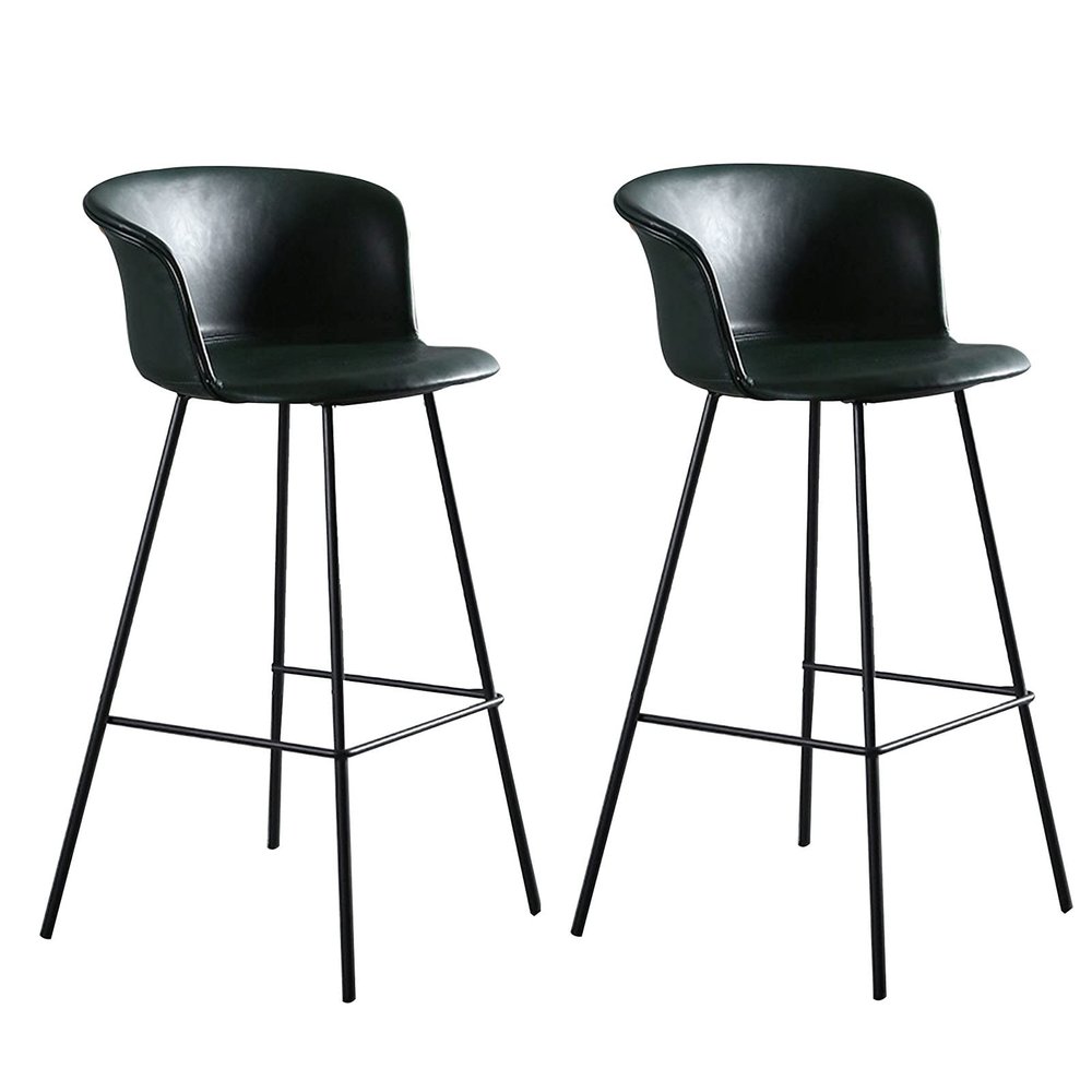 Bar Stools with Back and Gold Metal Leg Set of 2 PU Leather Counter Height Stools, Kitchen Island Chairs High Dining Chairs for Home Bar