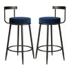 LOUFOU Counter Height Stools Set of 2, Velvet Upholstered Barstools Breakfast Bar Stools with Black Metal Leg High Dining Chairs for Kitchen Island Home view 1