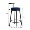 LOUFOU Counter Height Stools Set of 2, Velvet Upholstered Barstools Breakfast Bar Stools with Black Metal Leg High Dining Chairs for Kitchen Island Home view 3