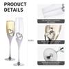 4 Piece Champagne Flutes and Cake Knife Server Set, Bride and Groom Toasting Flutes with Cake Cutting Set, Diamond Champagne Glasses Set for Wedding Reception Anniversary Party House Warming, Silver view 2