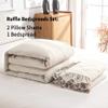 Bonlino Home Bedding Bedspread Set Quilt - Farmhouse Bedspread Summer Coverlet Bed Spreads, Lightweight Quilt Chic Vintage Bedding Ruffle Skirt Bedroom Rustic with 2 Pillow Shams (Queen, Wheat) view 4
