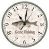 Go Fishing Wooden Wall Clock Striped Bass Beach Decor Ocean Coastal Wood Wall Clocks Non Ticking Silent 15Inch Wall Clocks Farmhouse Beach Home Decoration for Laundry Room Bedroom Birthday Gift view 1