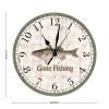 Go Fishing Wooden Wall Clock Striped Bass Beach Decor Ocean Coastal Wood Wall Clocks Non Ticking Silent 15Inch Wall Clocks Farmhouse Beach Home Decoration for Laundry Room Bedroom Birthday Gift view 2