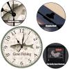 Go Fishing Wooden Wall Clock Striped Bass Beach Decor Ocean Coastal Wood Wall Clocks Non Ticking Silent 15Inch Wall Clocks Farmhouse Beach Home Decoration for Laundry Room Bedroom Birthday Gift view 3