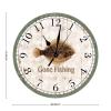 Go Fishing Wood Wall Clock Greenback Flounder Beach Decor Ocean Coastal Wall Clocks Quartz Battery Operated 12Inch Clock Rustic Farmhouse for Kitchen Bedroom Office Birthday Housewarming Gift view 2