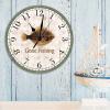 Go Fishing Wood Wall Clock Greenback Flounder Beach Decor Ocean Coastal Wall Clocks Quartz Battery Operated 12Inch Clock Rustic Farmhouse for Kitchen Bedroom Office Birthday Housewarming Gift view 4