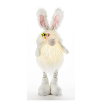 18" Standing LED White Bnny Ear Gnome