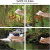 Nature Square Fitted Tablecloth, Stream Flowing in Forest Mossy Rocks Tree Foliage Splash Summertime Hiking, Elastic Edge, Can Wipe Indoor/Outdoor Dining Table Cover, 35"x35" Green Brown view 3