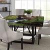 Nature Square Fitted Tablecloth, Stream Flowing in Forest Mossy Rocks Tree Foliage Splash Summertime Hiking, Elastic Edge, Can Wipe Indoor/Outdoor Dining Table Cover, 35"x35" Green Brown view 4