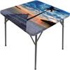 ESFVRG Pier Square Table Cove, Wooden Plank Jetty Through The Calm Ocean Tropic Palm Tree and Dramatic Sky, Elastic Edge, Suitable for Table Decoration, Buffet and Camping, 44"x44" Pale Blue view 2