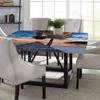 ESFVRG Pier Square Table Cove, Wooden Plank Jetty Through The Calm Ocean Tropic Palm Tree and Dramatic Sky, Elastic Edge, Suitable for Table Decoration, Buffet and Camping, 44"x44" Pale Blue view 4