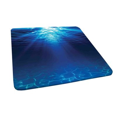 Ocean Square Fitted Tablecloth, Underwater Landscape with Sandy Seabed Aquatic Scene Sunlight, Elastic Edge, Suitable for Table Decoration, Buffet and Camping, 47"x47" Navy Blue