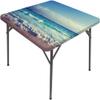 Tropical Island Square Table Cove, Ocean Waves Beach at The Sunset Time Skyline, Elastic Edge, Suitable for Catering and Kitchen, 44"x44" Turquoise Sky Blue view 2