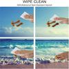 Tropical Island Square Table Cove, Ocean Waves Beach at The Sunset Time Skyline, Elastic Edge, Suitable for Catering and Kitchen, 44"x44" Turquoise Sky Blue view 3