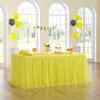 108in Yellow Tulle Table Skirts for Rectabgle Tables 6/8/4ft, 2-Layer Gold Grim Ruffle Tulle Tutu Cloth Table Skirt 9ft Decor Bee Themed Birthday Party Wedding Baby Shower Cake Dessert(No Table Cover) view 1