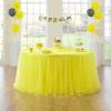 108in Yellow Tulle Table Skirts for Rectabgle Tables 6/8/4ft, 2-Layer Gold Grim Ruffle Tulle Tutu Cloth Table Skirt 9ft Decor Bee Themed Birthday Party Wedding Baby Shower Cake Dessert(No Table Cover) view 2