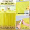 108in Yellow Tulle Table Skirts for Rectabgle Tables 6/8/4ft, 2-Layer Gold Grim Ruffle Tulle Tutu Cloth Table Skirt 9ft Decor Bee Themed Birthday Party Wedding Baby Shower Cake Dessert(No Table Cover) view 4