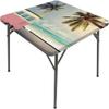 Surf Square Table Cove, Minivan The Beach Retro Inspired Vacation Clouds in Summer Sky Honeymoon Destination, Elastic Edge, Can Wipe Indoor/Outdoor Dining Table Cover, 44"x44" Green Pink view 2