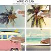 Surf Square Table Cove, Minivan The Beach Retro Inspired Vacation Clouds in Summer Sky Honeymoon Destination, Elastic Edge, Can Wipe Indoor/Outdoor Dining Table Cover, 44"x44" Green Pink view 3