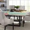 Surf Square Table Cove, Minivan The Beach Retro Inspired Vacation Clouds in Summer Sky Honeymoon Destination, Elastic Edge, Can Wipe Indoor/Outdoor Dining Table Cover, 44"x44" Green Pink view 4