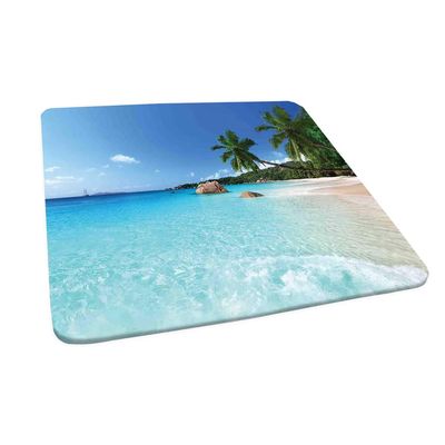 Ocean Square Table Cove, Surf Beach Scenic, Elastic Edge, Can Wipe Indoor/Outdoor Dining Table Cover, 44"x44" Blue Turquoise