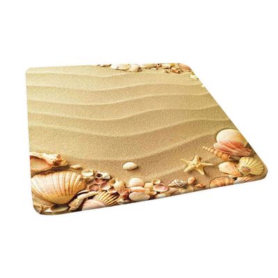 Beach Square Table Cove, Nautical Composition About Sandy Frame Surrounded by Various Sea Shells, Elastic Edge, Suitable for Kitchen Party Picnic, 44"x44" Sand Brown Coral