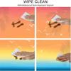 Seagulls Square Table Cove, Tropical Island Sunset Print with Setting Sun Sea Palm Trees and Birds in Flight, Elastic Edge, Suitable for Catering and Kitchen, 44"x44" Salmon Ombre view 3