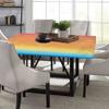 Seagulls Square Table Cove, Tropical Island Sunset Print with Setting Sun Sea Palm Trees and Birds in Flight, Elastic Edge, Suitable for Catering and Kitchen, 44"x44" Salmon Ombre view 4